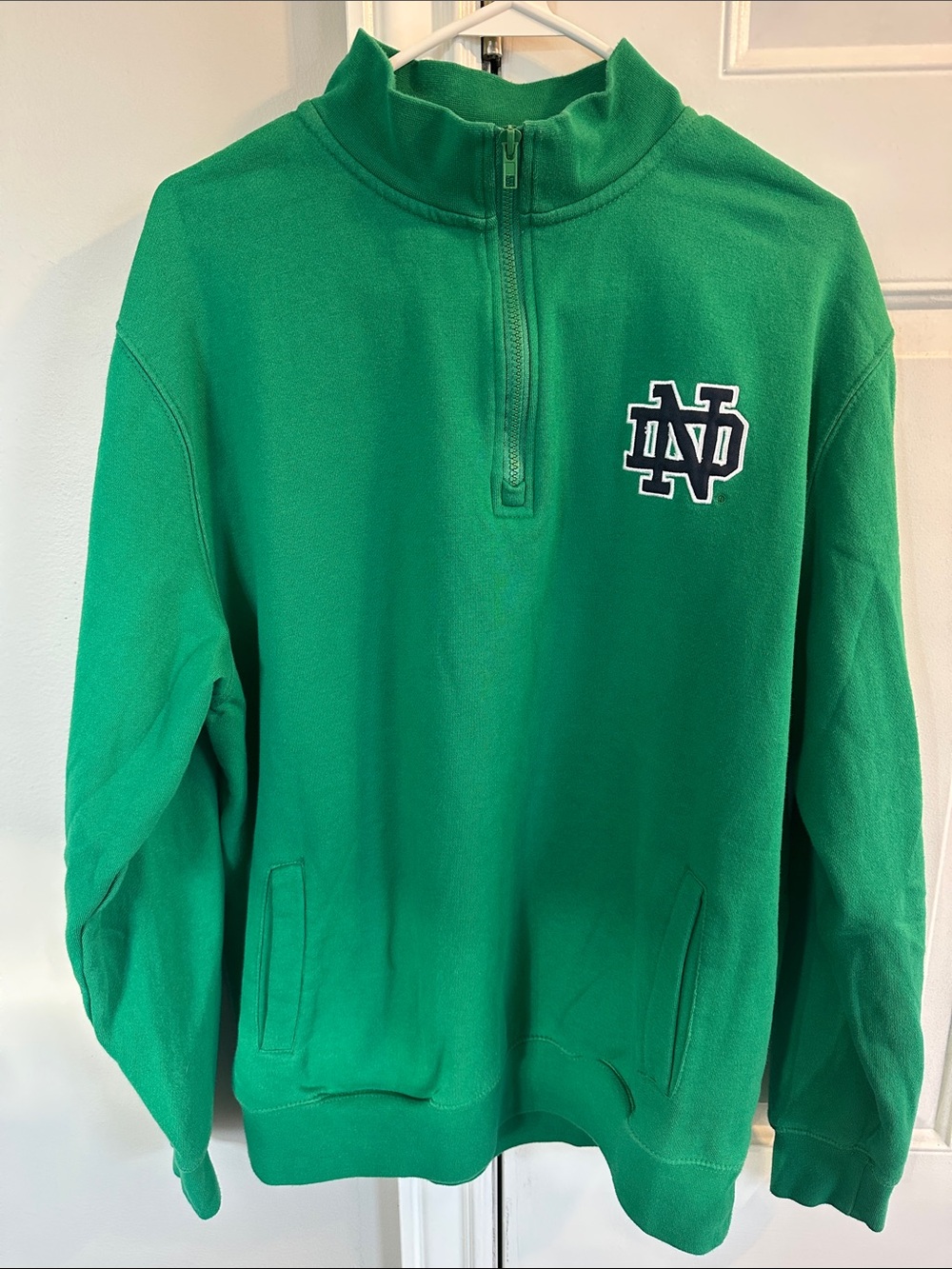 Stadium Athletics Green Half-Zip Pullover with Notre Dame Logo #Collegiate